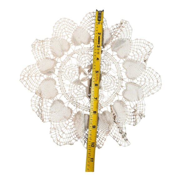 Handmade Crochet Lace Doily Floral Design Cotton White Vintage Cottage Core 10" - Picture 4 of 5